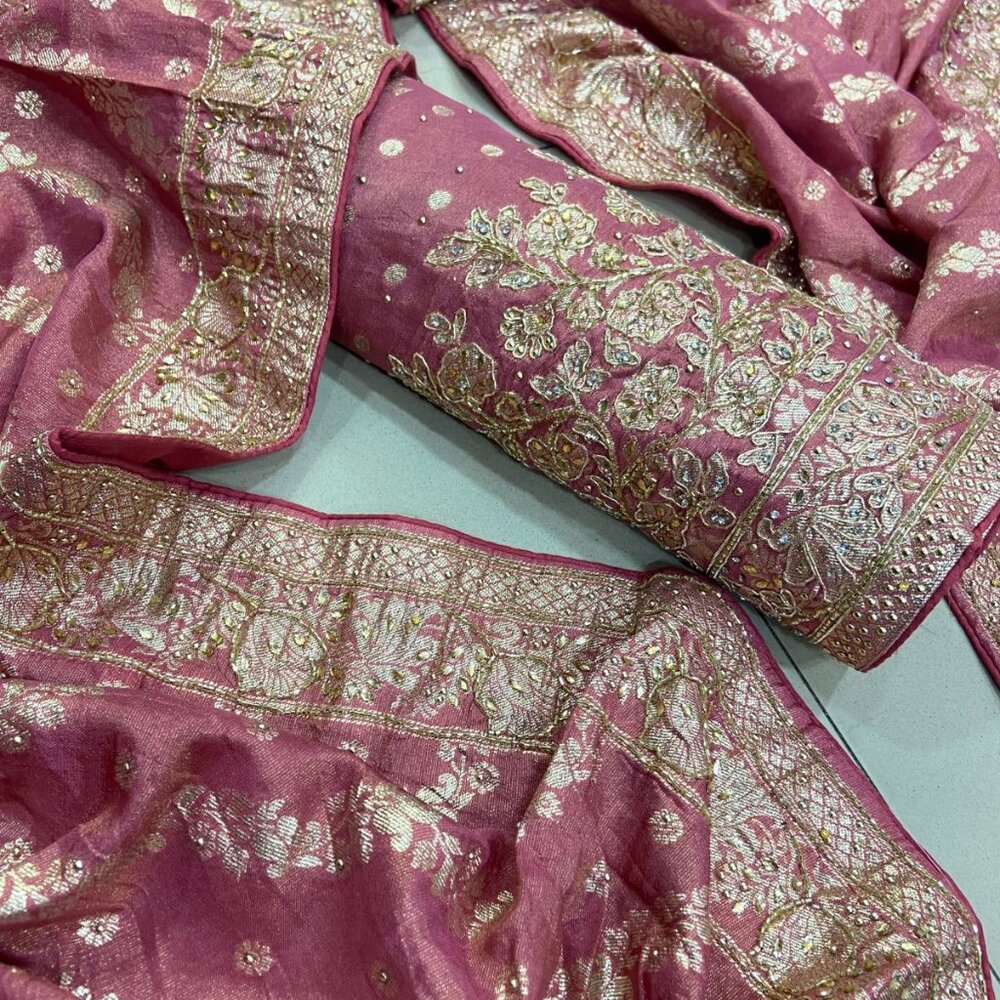 Designer Pakistani Wedding Wear Magenta Pink Banarasi Silk With Embroidery Shara